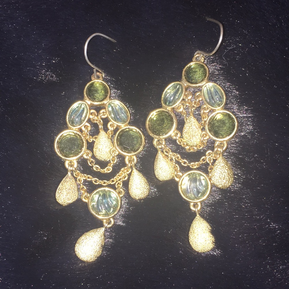 Vintage Gold tone Dangling Peacock Earrings